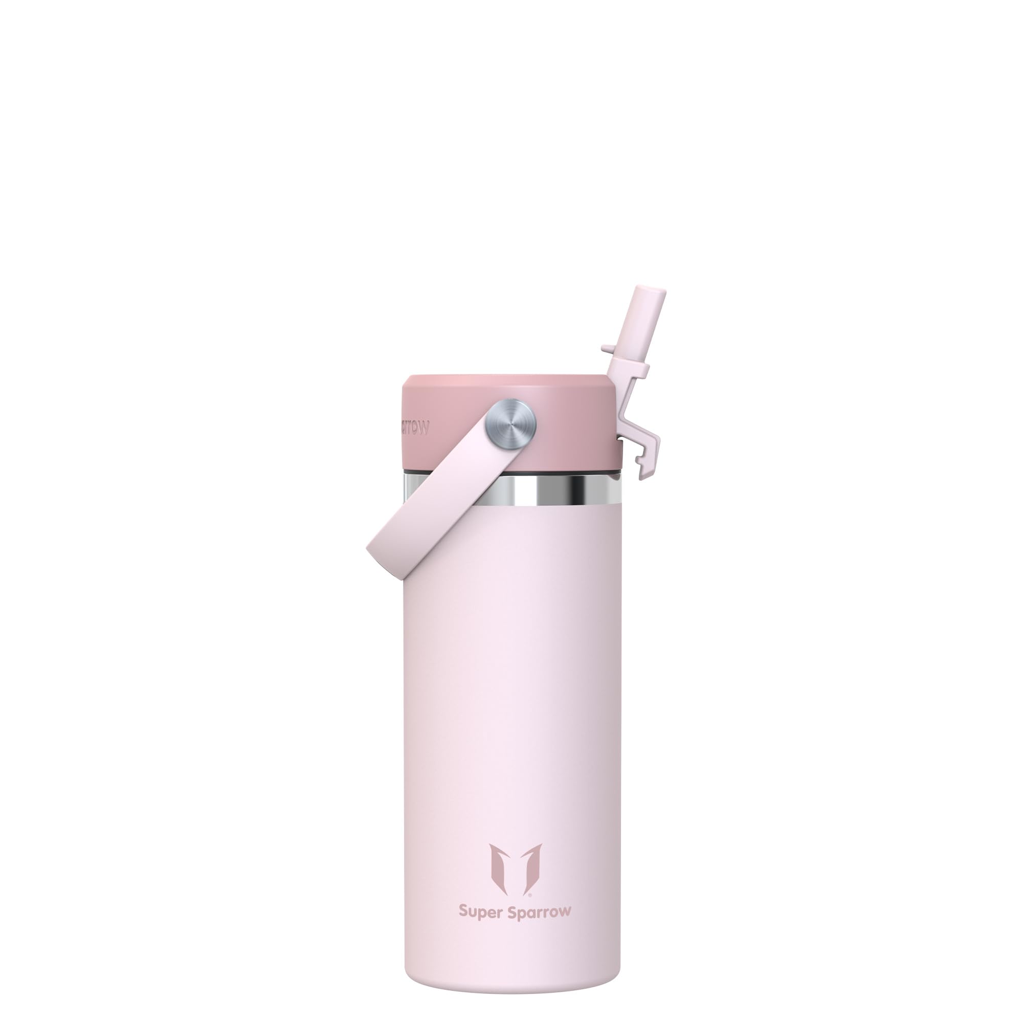 Sparrow Trinkflasche Edelstahl 500ml - Weiter Öffnung SwivelSip Thermosflasche mit Strohhalm - BPA-frei, Auslaufsicher Trinkflaschen - Thermoskanne für Kinder, Sport, Reisen, Outdoor