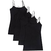 4 Pack Active Basic Women's Basic Tank Tops,Black,L