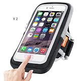 RISEPRO iPhone 7 Plus Armband, Waterproof Case Dry Bag Touchscreen Pouch for Jogging Outdoor Sports Climbing Running for iPhone 7, 6S Plus, 6S, 6, 5, Samsung, Google Smart Phone (Pack of 2 - Black)