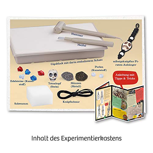 KOSMOS 657888 Piraten-Schatz Experimentierset, Ausgrabungs-Set für Kinder ab 7 Jahren, Schatzsucher, Fundstücke, Gipsblock, Geologie, Mitbringsel, Geschenk – Bild 4