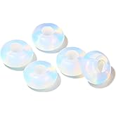 2TTFishoo 15PCS Big Hole Natural Stone Beads Gemstone for Jewelry Making,Rondelle European Loose Beads for DIY Making,Opal(8x14 mm)