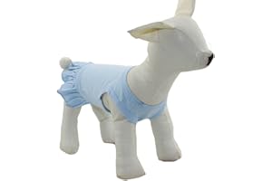 LOVELONGLONG Pet Clothes Small Dog Clothing Blank Color Sport Dress T-Shirts Tee Dresses Tanks Top for Small Size Female Dogs Summer Spring Pet Costumes 100% Cotton (S, Light-Blue)