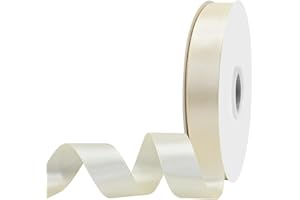 Maclemon 7/8 inch Wide 100 Yards Double Face Ivory Satin Ribbon Fabric Ribbon for Gift Wrapping Very Suitable for Weddings Decoration Bouquet Balloons Arts Craft Sewing Hair Bow Invitation