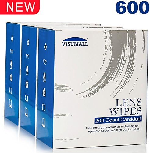 Lens Cleaning Wipes,Disposable,Quick Drying,Streak Free,Individually Wrapped,Cleansing Cloths Great for Eyeglasses,Tablets,Camera Lenses,Screens,Keyboards-Pack of 600