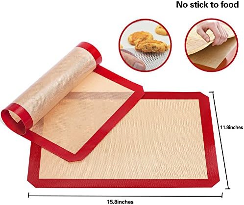 TIMEDEER Baking Mat- Reusable (2 pack) Non-stick Fiberglass and Food Grade Heat Resistant Silicone Baking Mat Oven Sheet Pans Liner, BPA Free(Large 11.8 x 15.8 inch)