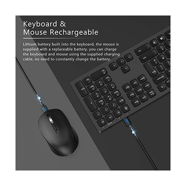 Jelly-Comb-Wireless-USB-Keyboard-and-Mouse-Combo-24G-Wireless-Rechargeable-Keyboard-and-Mice-Qwerty-UK-Layout-with-USB-Receiver-for-PC-Laptop-Computer-with-Windows-System-Space-Gray Jelly Comb Wireless USB Keyboard and Mouse Combo, 2.4G Wireless Rechargeable Keyboard and Mice Qwerty UK Layout with USB…