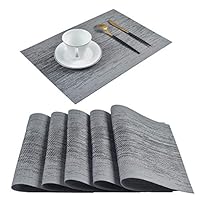 Homcomoda Placemats for Dining Table Set of 6 Woven Washable Place Mats for Kitchen Table (Gray)