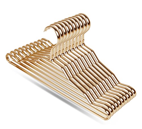 Creation Core Pack of 10 Stylish Aluminum Metal Coat Suit Clothes Hangers(Golden)