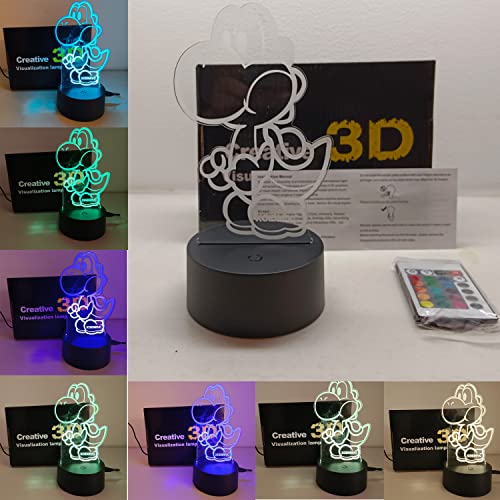 XOIDMIVC Yoshi Night Light, Mario Lamp16 Color RGB Touch Remote Controller Yoshi Light Children\'s Room Decoration Table Lamp for Christmas Lighting Gift