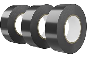 SWRT 0.75 in x 66 FT Black Electrical Tape Waterproof, 3 Pack High Temp Electric Tape Under 600V for All Weather - UV Protection - Flame Retardant