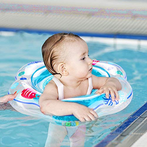 Swimming Pool Floats Baby Swimming Float with Double Airbag Inflatable Baby Swimming Ring with Float Seat for 6 Months-3 Years Children Pool Bathtub Outdoor Swimming Pool Toys (Blue)