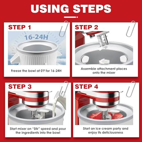 Ezato Ice Cream Maker Attachment for KitchenAid, Ice Cream Maker Bowl | For KitchenAid 4.5/5/6 Quart and Larger Models, Frozen Ice Cream & Sorbet Gelato Maker, White, Mixer/Machine NOT Included