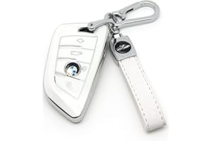 HAOYOUMEI Suitable For Bmw Key.Advanced soft TPU key case is compatible with X1 X3 X4 X5 X6 X7 M5 M6 1 3 4 5 6 7 GT3 GT5 GT6 key 360 Degree full protection key (Type B White Key Cover + key chain set)