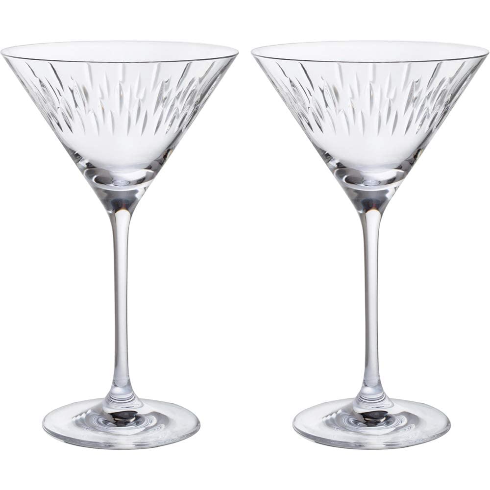 Dartington Crystal Limelight Mitre Martini | Set of 2 | Striking Vertical Cut Design | 183mm | 210ml | Perfect for Casual Evening Dinners or Entertaining Guests| Gift for Family or Friends