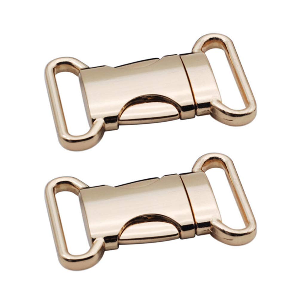 HEALLILY 2pcs Metal Side Release Buckles Adjustable Quick Release Clips DIY Craft Accessories for Paracord Backpack Fanny Pack Dog Collars 20mm (Golden)