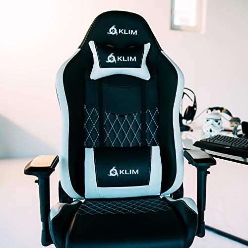 KLIM-Esports-Sedia-da-Gaming-di-Alta-qualit-Nuova-Finiture-di-Precisione-Regolabile-Cuscini-Bianchi-Nuova-2019-Versione