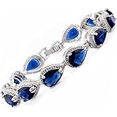 RIZILIA Tennis Bracelet & Pear Cut CZ [4 Colors Available] in White Gold Plated, 7"