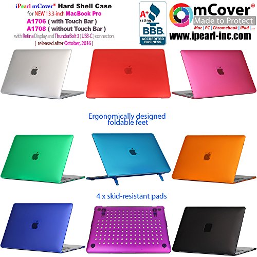 iPearl mCover Hard Shell Case for new 2016 13-inch Model A1706 / A1708 MacBook Pro (Clear)