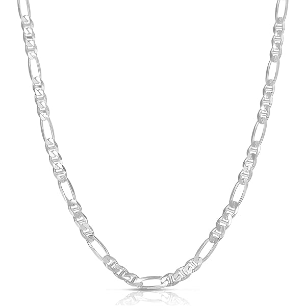 Savlano 925 Sterling Silver 5.5mm Italian Solid Figaro Link Chain