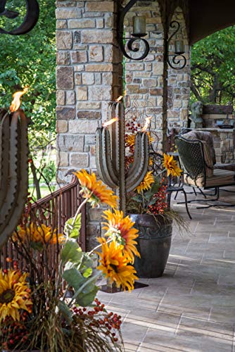 Desert Steel Saguaro Cactus - Steel Art Torch - Stands 5 Ft. Tall