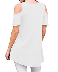 Afibi Women's Casual Short Sleeve Cold Shoulder