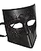 Zanni Venetian Mask - Male Masquerade Costume, Black w/Black Glittered Swans