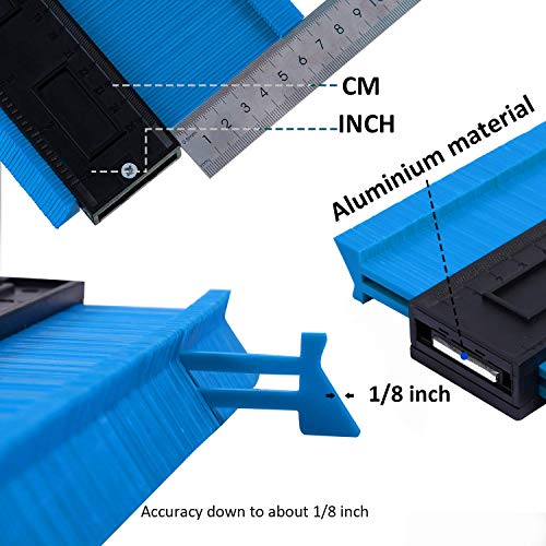 10 Inch Contour Gauge,Duplicator Plastic Profile Gauge Measure Ruler Easy Outline Gauge Standard Wood Marking Tool(Blue)