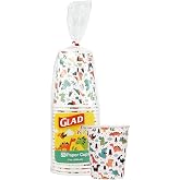 Glad for Kids Disposable Paper Cups, Dinosaurs, 9 Oz, 20 Count | Heavy-duty paper, soak-proof, party cups, cold beverages juice and water