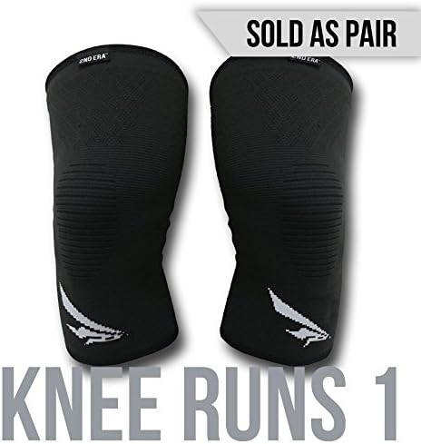 2nd Era Knee Runs 1 - Best Compression Knee Support Sleeves Brace Wraps - For Professional Elite Athletes: Running, Jogging, Bodybuilding, and Weight Lifting - Sold as Pair (Black, Medium)