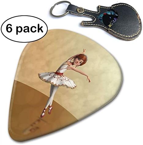 JAWANNA Ballerina Leap Wooden Guitar Picks, 351 Shape Classic Picks (6 Pack) Celluloid Unique And Stylish Design, For Guitar Bass Includes Thin, Medium & Heavy Gauges