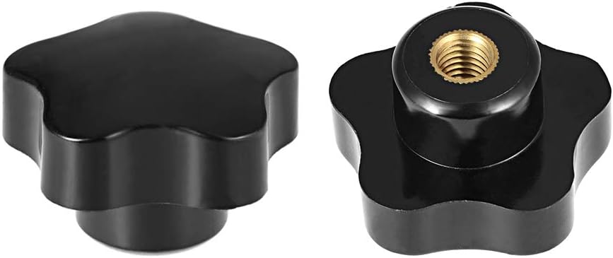 sourcing map Star Knobs Grip Handle M10 Diameter Brass Insert Female Thread Set of 4 Black, M10 x 40mm - Image 4