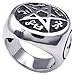 KONOV Mens Stainless Steel Ring, Vintage Pentagram, Black Silver