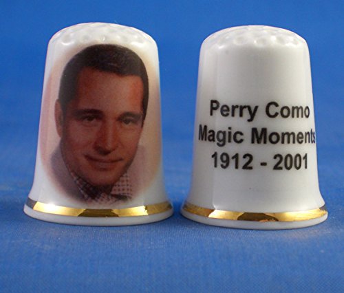 Porcelain China Collectable Thimble -- Perry Como with Free Gift Box