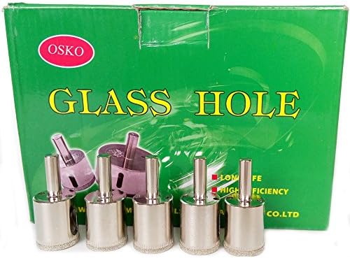 BERON 5 Pcs Diamond Drill Bit Set 1" (25mm) Wet Use for Tiles, Glass, Fish Tanks, Aquarium, Marble, Granite, Ceramic, Porcelain, Bottles, Quartz - Lot 5 Diamond Coated Drills - Kitchen, Bathroom