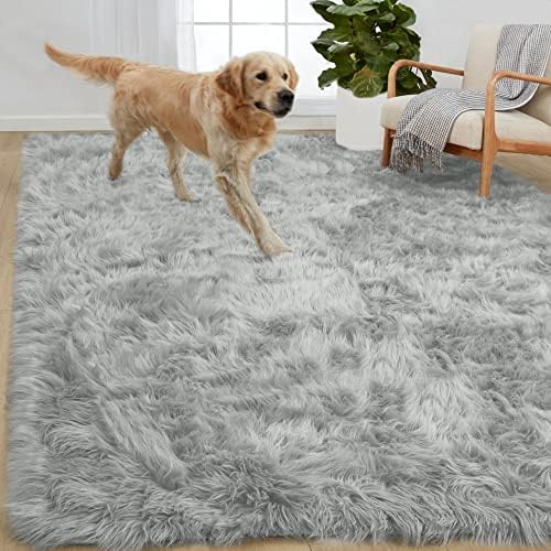 Gorilla Grip Fluffy Faux Fur Rug, 5x7, Machine Washable Soft Furry Area