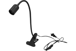 E27/E26 Clip Lamp Holder, Aluminum Alloy and ABS, 360° Flexible Gooseneck, Desk Lamp with Clamp and Switch