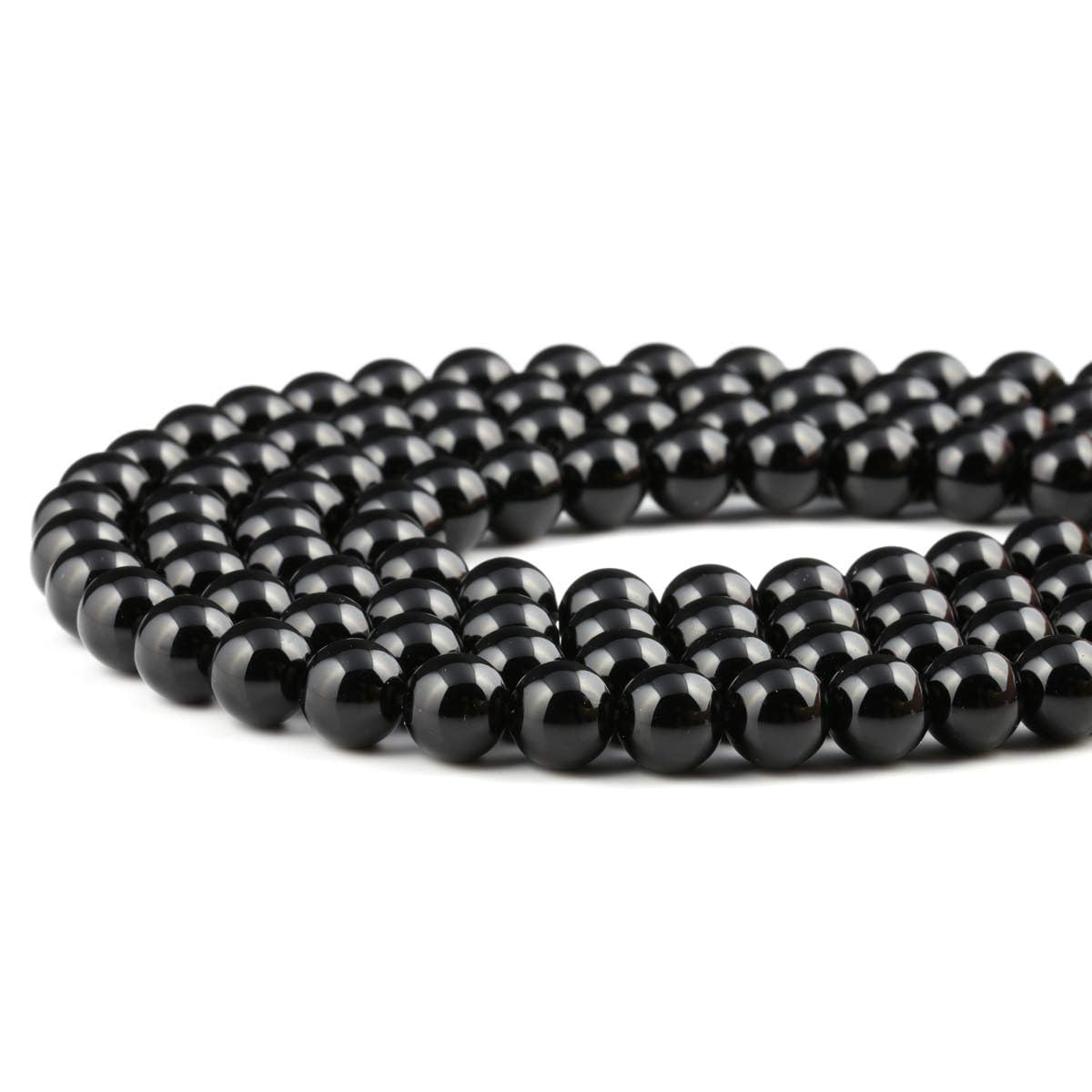 6mm Natural Black Onyx Beads Round Semi Precious Gemstone Loose Beads for Jewelry Making (63-66pcs/strand)