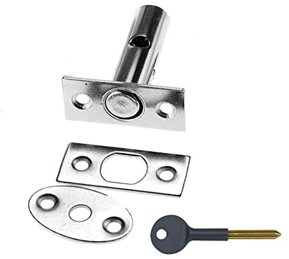 Merriway BH03299 63mm (2.1/2 inch) Polished Chrome Plated Door Security Rack Bolt and Key