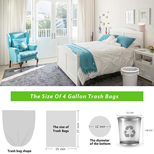 Small Clear Trash Bags, 4 Gallon Small Garbage Bags 150 Counts Small Trash Bags Thicken Material Small Wastebasket Bags Small Size 15-Liters Trash Liners For Office, Home, Bathroom, Kitchen