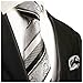 Silver and Black Silk Tie and Pocket Square Paul Malone Red Line