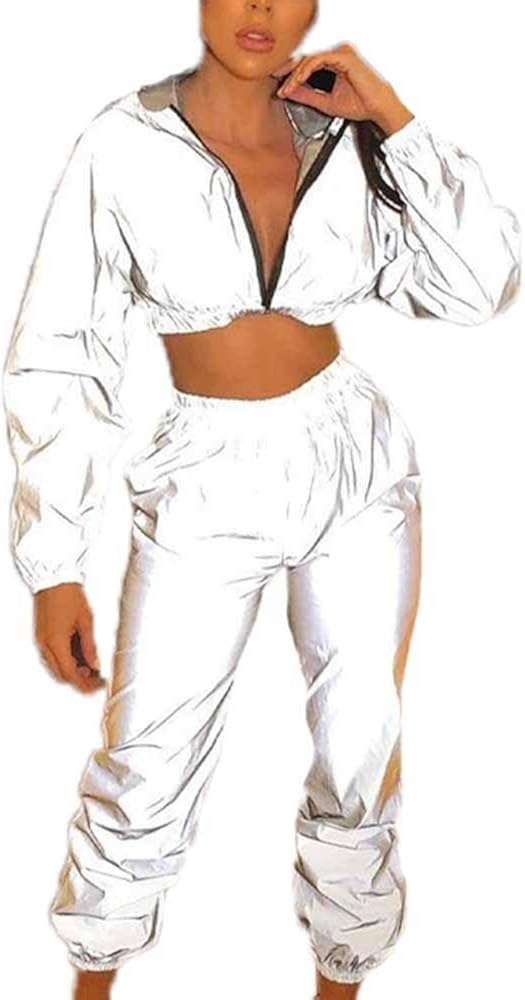 Reflective Luminous Clothing Women's Reflective Hooded Coat and Pants