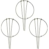 wowoda 3-Pack Garden Plant Support Stake Green Plant Support Rings for Climbing Plant, Flowers (10" Wide x 17" High)