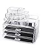 Home-it Clear acrylic makeup organizer cosmetic organizer and Large 3 Drawer Jewerly Chest or makeup storage ideas Case Lipstick Liner Brush Holder make up boxes Organizer measures (10
