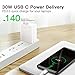 USB C Wall Charger, Baseus 30W 2 Port Fast Charger with PD3.0 and QC3.0, Foldable Plug Charger with USB C Cable for Mobile Phone, Pad and More.