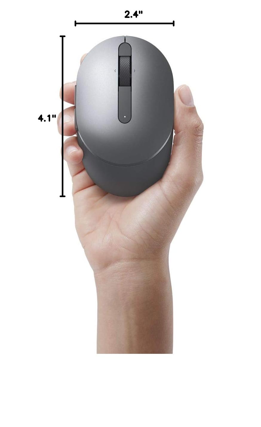 Dell MS5120W Mobile Pro Wireless Mouse – Wireless 2.4GHz, Bluetooth 5.0, Microsoft Swift Pair/Dell Pair (Windows 10 & 11 only), Optical LED Sensor - Gray