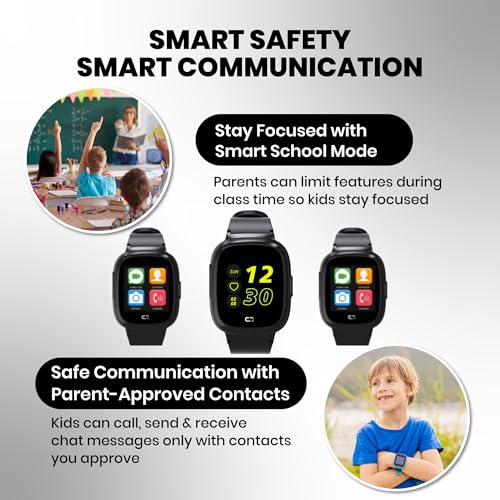 Kids Watch with GPS Tracker, Two-Way Calling, Real-Time Tracking & SOS Alerts - Smart Watch for Kids Call and Text with Geo-Fencing, School Mode, Water-Resistant, Long Battery Life & Parental Controls