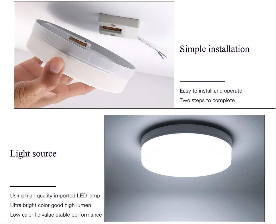New Modern Led Ceiling Light 9 inch，36W Fixture with Round Close to Ceiling Lights, Daylight White 6000K, for Bedroom/Kitchen/Office/Dining Room Lighting，Installation is Very Simple - - 