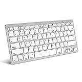 Caseflex Ultra Slim Wireless Bluetooth Keyboard For All iOS, iPad, Android, Mac, Windows Devices - Silver & White