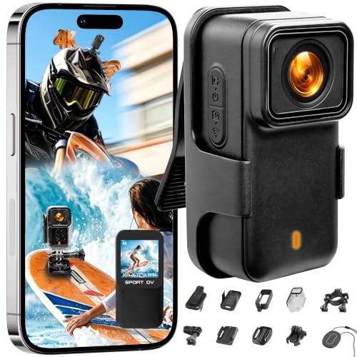 Mini Action Cam 4K, Action Cam WiFi Impermeabile, Bodycam Magnetica Professionale, Telecamera Indossabile per Casco Moto, Mini Action Camera per Sci Bici Equitazione MTB Calcio Snowboard Corsa