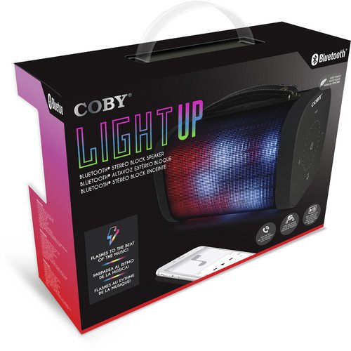 Coby CSBT-331-BLK Light Up Bluetooth Stereo Block Speaker